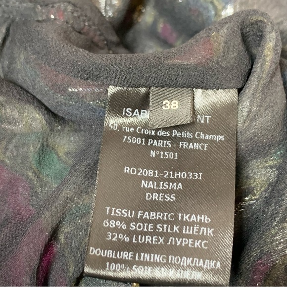 ISABEL MARANT Nalisma Metallic Floral Puff Long Sleeve Silk Dress - Picture 15 of 16